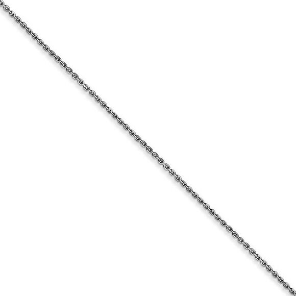 0.8mm 10k White Gold Diamond Cut Cable Chain Necklace, 16 Inch - Picture 1 of 8